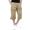 Shorts masculinos plus size 5xl verão casual baggy multi bolso militar na altura do joelho calças de carga calças soltas masculino tático
