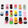 Vestuário para cães Pet Cat Meias Quentes para Inverno Cute Filhote de Cachorro Cães Macio Algodão Anti-Slip Knit Weave Sock Roupas 4 Pçs / Set Drop Delivery Home Otfep