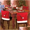 Decorazioni natalizie Sedia Er Babbo Natale Cappello rosso Indietro Ers Cappellino da cena Sedie natalizie Decorazione per feste a casa Vt0531 Consegna a domicilio Giardino Dhrc1