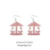 Acrylic Carousel Horse Earrings Girl Heart Princess Feng Shui Drop Pendant
