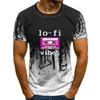 Homens camisetas Mens Camisetas Impresso Lo Fi Vibes Engraçado Tops Fita Estética Casual T-shirt de Algodão Para Homens Streetwear Manga Curta Top Tee