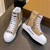 Burberyy Casual Burberr Best Shoes Quality Luxury Brand Mens Designer и Womens High Top Conteakers Ткани классическая плед