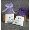 Envoltura de regalo 50 unids Gracef Lace Lavender Sachet Bolsas Bolsa de caramelo para el armario de la boda Bolsa de malla Algodón púrpura con cinta Ducha Gota del Otog2