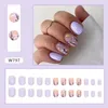 Faux ongles violet faux ongles avec motif de fleur couleur douce élégant doux artificiel pour les femmes et le salon de fille