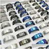 Band Rings Nouveau 100 pcs/lot Jésus Croix Bague Hommes Femmes Anglais Les Seigneurs Prière Lection En Acier Inoxydable Bande Bijoux Cadeaux Drop Delive Dhgay