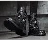 Kış Men Motosiklet Botları Yeni Moda Orta Kalif Punk Rock Punk Ayakkabıları Erkekler Gerçek Deri Siyah Üst Erkek Boot 38-46 Erkek Parti Botları için