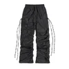 Pantaloni da uomo Harajuku con coulisse pantaloni sportivi svasati a pieghe moda casual larghi da jogging per uomo tinta unita pavimento Mop Hip Hop