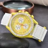 Herr- och kvinnors gemensamma titta på ny bioceramisk planet Moon Quartz Watch Mission Moonlight Gold Mercury 42 mm Fullt funktionell lyxkronografklocka