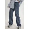 Kvinnors jeans blå raka byxor vintage hög midja dambyxor baggy mode streetwear casual sommarbrett benpremie