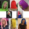 Perruque de cheveux humains brésiliens vierges Bob 13x4 avec fermeture en dentelle jaune rouge bleu orange rose péruvienne malaisienne cheveux humains 12-18 pouces 240g