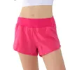 L8263 Hoge taille gevoerde korte broek Dames Sport Yoga Shorts met rits aan de achterkant Hardloopshorts Sneldrogend Ademend Casual Swea281n