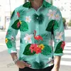 Mannen Casual Shirts PLstar Cosmos Dier Flamingo Papegaai 3D Gedrukt Mode Lange Mouw Button Down Lente Revers Shirt CXS38