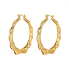 Brincos de argola de bambu conjunto redondo ouro para mulheres vintage luxo punk orelha geométrica moda jóias menina círculo balançar brinco