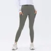 Aktiva byxor Al Yoga Kvinnor som kör borstad hög midja ingen förlägenhetslinje Slim Fit Elastic Ankle-längd sömlösa leggings