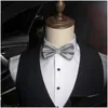 Bow Ties Solid Color Fashion Groom Men Plaid äktenskap Butterfly Business Sy Tie Drop Delivery Accessories DHXSR