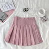 Gonne rosa pieghettate moda donna gonna a trapezio a vita alta femminile mini stile preppy coreano ragazze da ballo