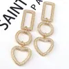 أقراط طوق 2pairs Gold Heart Round Micro Pave Cz للنساء الأزياء الكورية المتدلية قطب داكن 2023 المجوهرات