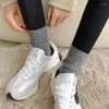 Women Socks Cashmere Wool Winter Thicken Casual Japanese Fashion Soild Color Long Sock Girl Thermal Sports Warm Crew