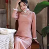 Vêtements ethniques 2023 hiver brodé perle épaissie longue robe cheongsam amélioration moderne fille quotidienne jeune qipao chinois traditionnel