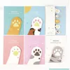 Notes Wholesale Wholesale- 6 Pcs/Lot Meow Kawaii Cat Claw Sticky Adhesive Sticker Post Memo Pad Stationery Office Accessories School Otfwc