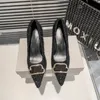 Дизайнерские женщины BB High Heels Trate обувь толстая клетчатая кожаная кожа супер флисовая ремешок заостренные сандалии высокие каблуки ботинки лодки