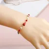 Link Bracelets Red Strawberry Roses Charm Bracelet Bangles Kawaii Shine Crystal Enamel For Women Fruit Jewelry Accessory Girl Gifts