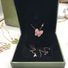 Titanium steel shinny butterfly pendant necklace for women high qulity anti-fading for wholesale white pink green Party gift golden plating