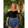 Rokken VMESLTY Effen Vrouwen Geplooide Mini Rok Sexy Pittige Meisje Lotusblad Korte Falda Esthetische Hoge Strecth Kleding