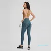 Pantalones activos L019A Leggings con sensación desnuda Pantalones de yoga Traje deportivo con bolsillo en la cintura Medias ligeras y suaves de talle alto para mujer x0912