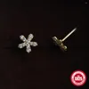 Studörhängen Canner Korean Vintage Crystal for Women Jewelry 925 Sterling Silver Zircon Five Leaf Flower Women's