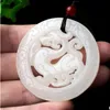 Collier pendentif en jaspe hétien naturel rétro Dragon Jades, pendentif Dragon creux sculpté fin, cadeau de vacances