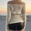 Women's Sweaters Doury Harajuku Sweaters Y2k Asymmetrical Chic Korean Fashion Knitted Pullovers For Women Halter Camisole Slash Neck Tops 231005
