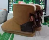 الساخنة بيع AUS كلاسيكي التصميم l bow u boots women snow boots bowknot حافظ على دافئة جلدية حقيقية من جلد الغنم