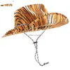 Party Hats Tiger Cowboy Hat Women Cowgirl Dekorat wydrukowane Eva Halloween Sombrero Vaquero para Ni O Z230809 Drop dostawa dom Dom Garden Dh3ts