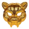 Party Maskers 20CM Gouden Luipaard Masker Halloween Tijger Volwassen Partij Prestaties Kostuum Prop Masker Voor Man Cosplay 230912