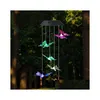 Trädgårdsdekorationer LED Solar String Lights Butterfly Dragonfly för Xmas Party Outdoor Love Hearts Ball Lamp Drop Delivery Home Patio Otkyp