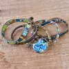 Bangle Ethnic 5 Strand Blue Irregular Natural Stones Imperial Jasper Wrap Bracelets Beaded Cord Vegan Women Sisters Bohemia Jewelry 230911