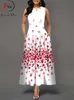 Urban Sexy Dresses Summer Boho Long Dresse Elegant ärmlös Casual Floral Print Beach Party Maxi Dress 230911
