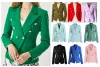 Women's Set and Suit Autumn/Winter Leisure Slim Fit Women's Jacket Fashion Women's Office Set Pocket Business Notched Coat 22 Colors Available S-3XLLady's suit