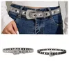 Paski Pasek mody dla dżinsów Kobiety Goth Rhinestone Pu skórzany pasek Y2K Girls Western Cowboy