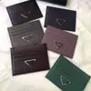 Designer Classic Leather Male Female Triangle label Alphabet Wallet Leather Premium credit card holder with box card bag