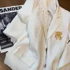 Damskie garnitury Blazers list haftowy marynarkalna kurtka biała dla kobiet o długim rękawie duży płaszcz luźne marynarki biuro panie B267W