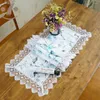 Table Runner Luxury Bleaching Color Birds Printing Jacquard Fabric Embroidered Border Decorative