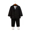 Tute Neonati maschi Abiti di compleanno Nero Casual Bambini Pianoforte Performance Costume Autunno Scuola Bambini Blazer Vestiti Set da 1 a 12 anni 230912