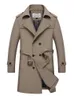 Miscele da uomo Trench lungo da uomo Trench Giacca da uomo Business Casual Britannico da uomo Slim doppio petto 230912