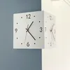 Horloges murales Horloge d'angle Double face Creative Square Digital Decor Table Silent Reloj Salon Décoration