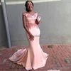 Street Style Dresses Sexy African Blush Pink Plus Size Mermaid Prom Dresses Lace Applique Off Shoulder Formal Dress Evening Gown Party Dress Robe Vestidos HKD230912