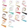 Party Favor 14 Style Wood Silica gel houten armband Keychain verlies preventie Tassel Key Ring Pendant Pure DD587