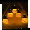 Autres fournitures de fête de fête Halloween lumières citrouille avec décorations LED à piles Modes de clignotement constant String intérieur / extérieur Dhrva