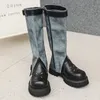 شهيرة 2024 Boots Women's Long Boots One Shoe اثنان يرتدون رعاة البقر الغربية عالية الأحذية سميكة وحي